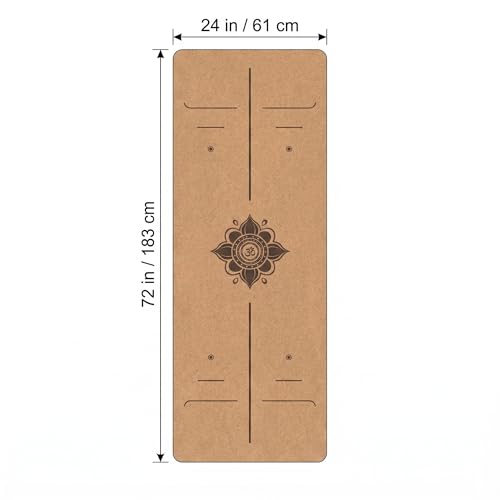 Cork Yoga Mat extra thick 6mm TPE Yoga Mat 72x24 Inch High Density Non-Slip Workout Mat Super Grip Quick-Dry for Hot Yoga, Home Gym