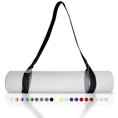 Tumaz Yoga Mat Strap Adjustable Carrier for All Yoga Mats, 2 Sizes | Extra Thick Cotton Blend |16+ colors are available | Fits Most Yoga Mats | Soft Woven Texture | Comfortable Shoulder Carry - color: 06. Black, size: 85 IN