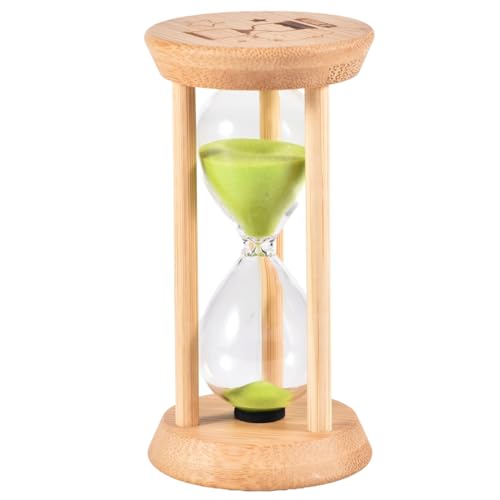 Mini Wooden Sand Timers,100% Bamboo Hourglass Sand Timers 5Min Sandglass Timer for Toothbrush Timer Games Classroom Home Office Cooking(Green+5Min) - color: Green, size: 5Min