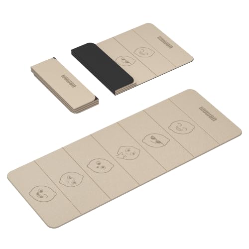 TPE Yoga Mat Foldable 8mm Thick Light Non-Slip for Home/Gym/Travel - color: Beige&Black