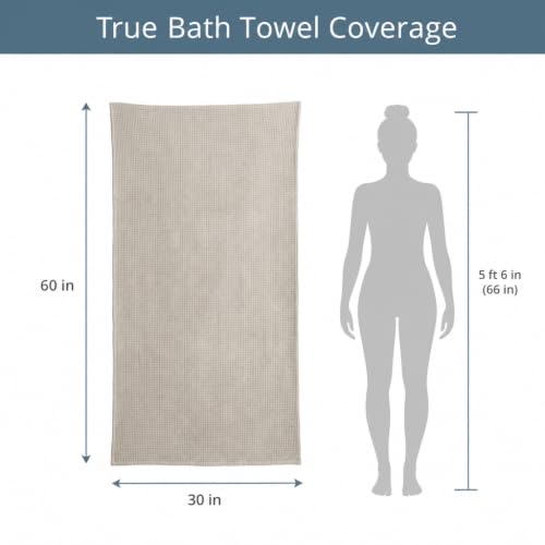 Pure 100% Linen Bath Towel - 30x60-inch Waffle Weave Hair Towel Quick Dry - color: Natural Linen, size: Bath Towel
