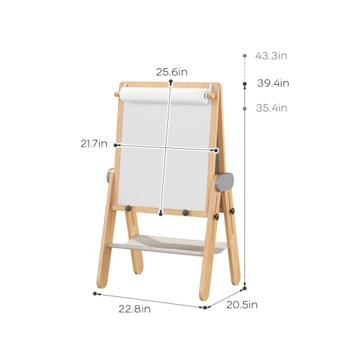 3-In-1 Folding Kids Art Easel - Double-Sided Foldable Wooden Art Easel with Chalkboard & Whiteboard, Height Adjustable, Portable Art Station with Paper Roll Holder, Ideal Gift for Girl & Boy - style: Folding Easel