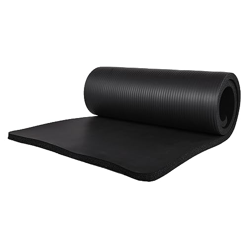 BalanceFrom 7-Piece Yoga Set with 71x24x1 Inches Extra Thick Mat and Carrying Sling – Includes 2 Blocks, Stretch Strap, 2 Towels, and Knee Pad for Home, Studio, and Gym Workouts - color: Black