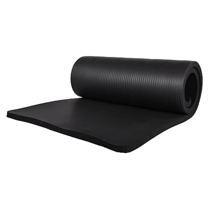 BalanceFrom 7-Piece Yoga Set with 71x24x1 Inches Extra Thick Mat and Carrying Sling – Includes 2 Blocks, Stretch Strap, 2 Towels, and Knee Pad for Home, Studio, and Gym Workouts - color: Black