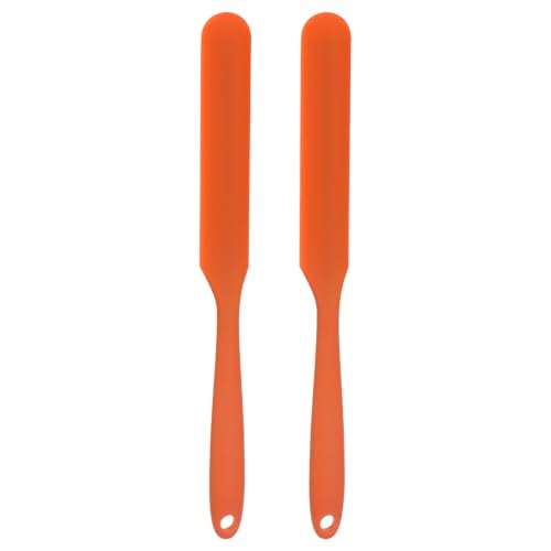 HARFINGTON 2Pcs Silicone Spatula Scraper 9.45" Reusable Non-Stick Flexible Spatulas for Epoxy Resin Liquid Paint Arts DIY Crafts, Orange - color: Orange