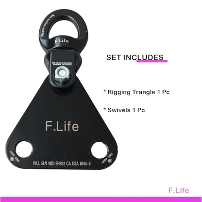 Aerial Trapeze Hardware -Triangle Spreader Plate and Shackle Swivels Rigging Set 360 Rotation for Straps Yoga Sling Hammock Lyra Hoop Two Point Apparatus Hanging From a Single Rig Point spin