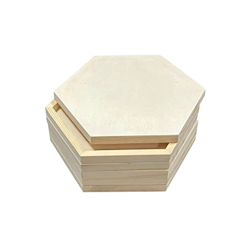 12x14 in Wood Panel Boards Wooden Hexagon Shaped Canvas for Painting Crafts(6 Pieces)