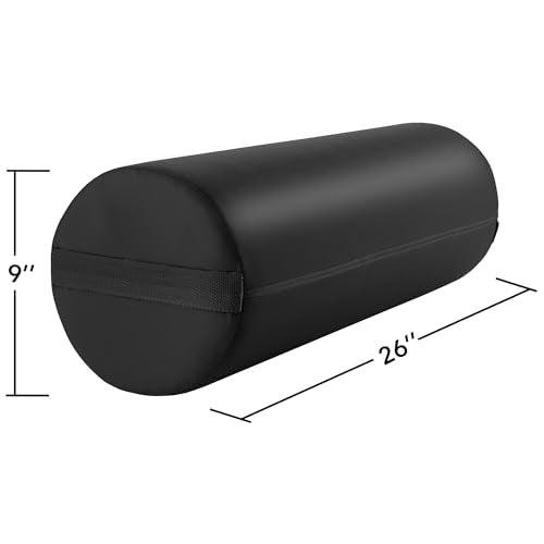 Saloniture Jumbo Round Massage Table Bolster Pillow Pad - 26 x 9 Inch - Black - color: Black