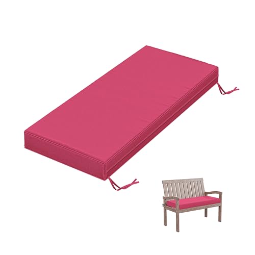 Outdoor Bench Cushion 42×18×3.5 in Thick Waterproof Patio Furniture Cushions, Patio Porch Swing Replacement Seat Pad with Tie Straps and Anti-Slip, for Backyard Garden, Pink - color: Pink, size: 42 x 18 x 3.5 in