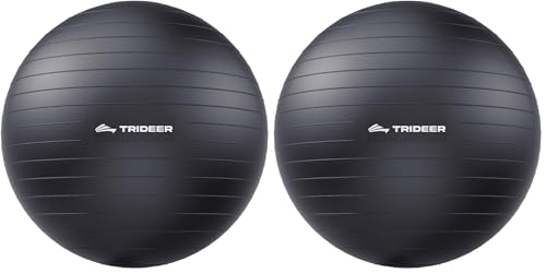 Trideer Yoga Ball for Exercise, Pilates, Core & Balance Training, Stability Ball for Pregnancy & Birthing Prep, Physical Therapy, Daily Stretching, Office Chair for Active Sitting, Quick Pump Included - color: Black, size: XXL (31-33ines / 78-85cm) (Pack