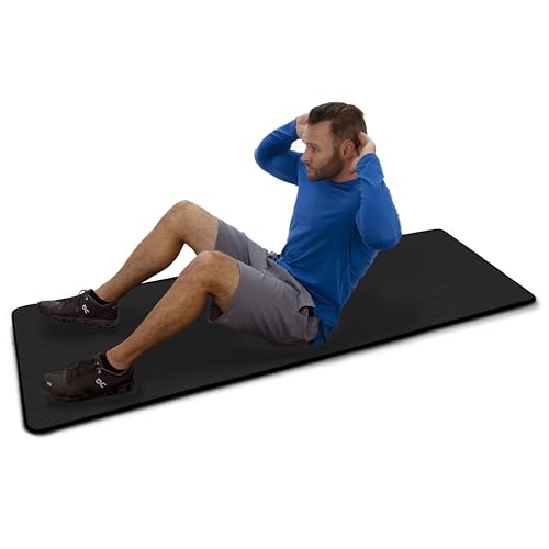 MICRODRY Multi-Purpose Fitness Mat, Cushioned & Non-Slip Foam for Yoga, Pilates, HIIT, Skid-Resistant and Tear-Resistant, 24"x72" with Carry Strap - color: Black