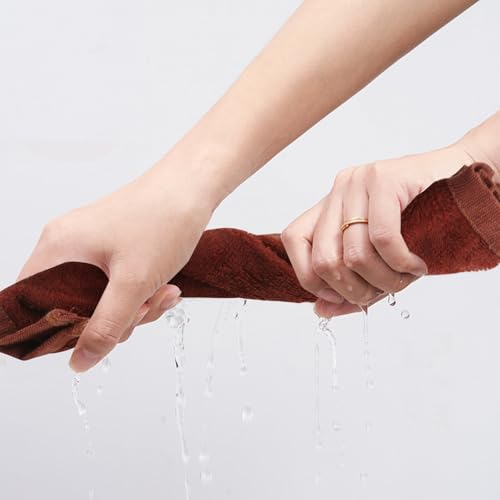 Washcloths Set, 6-Pack Cotton Wash Cloths, 12x12 Inch - color: White and Brown 6 Pack