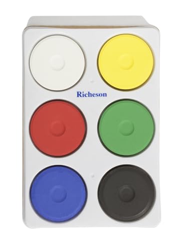 Jack Richeson - 101260 Giant Tempera Cakes in Tray, Assorted Opaque Colors, Set of 6 - 288628