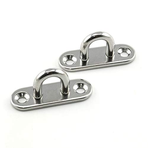 2-Pack M5 Strip Type Eye Plate with Enclosed Hook 304 Stainless Steel Heavy Duty Ceiling & Wall Mount Hanging Hardware Fitting for Yoga Hammock Swing Marine Boat Application - size: Strip - M5