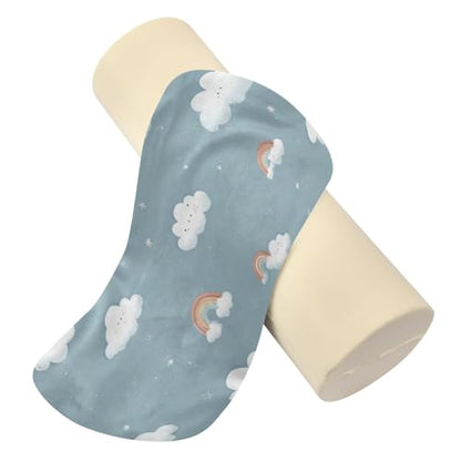 Clouds Stars Rainbows Blue Neck Roll Pillow Bolster Round Health Memory Foam Long Cervical Cylinder Pillows with Removable Washable Cover for Body Bed Legs Back Yoga - color: Clouds Stars Rainbows Blue