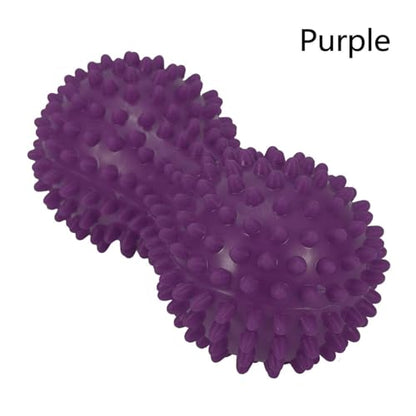 Agatige Double Peanut Massage Lacrosse Ball, Spiky Therapy Ball for Leg Back Shoulder Muscle Release Relief Deep Tissue Massage Yoga Ball for Yoga, Pilates, Tennis(Purple) - color: #5