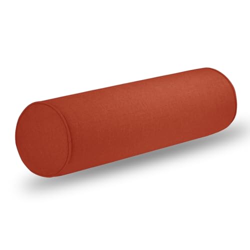 Tinbolunce Neck Roll Pillowcases with Zipper - Full Moon Bolster/Round Cylinder Pillow Case Cover for Bedroom, Living Room, Sofa - Solid Color Cervical Throw Pillow Covers - color: Orange, size: 6" x 24"