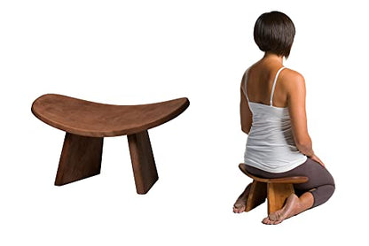 Meditation Bench IKUKO, Travel Yoga Stool, Walnut, High Height - color: Dark Walnut, size: High Height (8 inches)