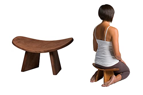 Meditation Bench IKUKO, Travel Yoga Stool, Natural, High Height | BLUECONY Original Travel Version With Bag, Seiza Stool Locally Handmade, Wooden Kneeling Yoga Bench, High 8" (20cm) - color: Natural, size: High Height (8 inches)