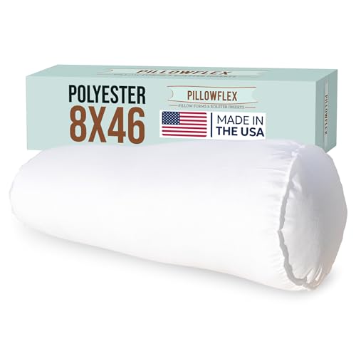 Pillowflex White Bolster Pillow Insert 8x46 in - Soft White Decorative Sham - size: 8 Inch by 46 Inch