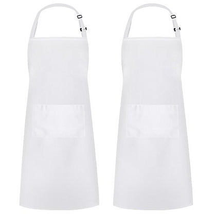 Syntus Apron for Men Women, Adjustable Cooking Kitchen Apron with 2 Pockets | Machine Washable, Firm Stitching, Stain Resistance, Long Tie Straps, 2 Pockets, Versatility, Unisex Use, Gift, BBQ - color: Basic White, style: 2 Polyester Blend