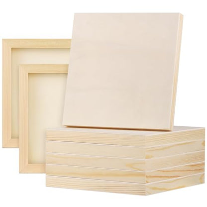 Aodaer 8 Pack Wood Panels 8 x 8 Inch Wooden Panels Canvas Unfinished Craft Wood Boards Panels for Art Crafts Acrylic and Oil Painting Pouring DIY Projects - size: 8 x 8 Inch