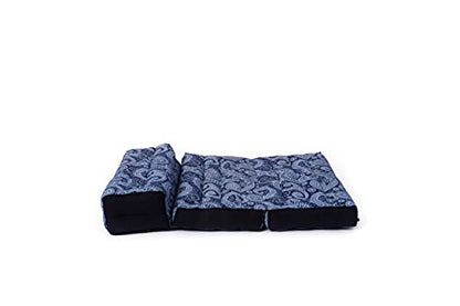 Leewadee Foldable Floor Mattress – 2 in 1 Floor Meditation Mat for Yoga and Relaxation, Seating Futon with Kapok - color: Cbt1 - Blue