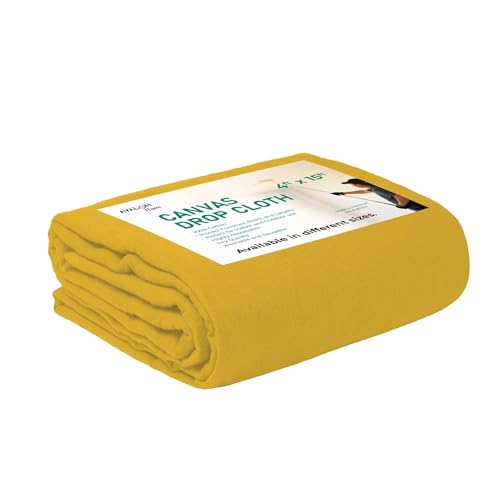 Canvas Drop Cloth for Painting 4x15 feet Pack of 1-8oz Painters Drop Cloths for Painting - All Purpose Canvas Tarps for Floor & Furniture Protection - Recycled Cotton Fabric - color: Yellow, size: 4x15 Ft - 1 pc