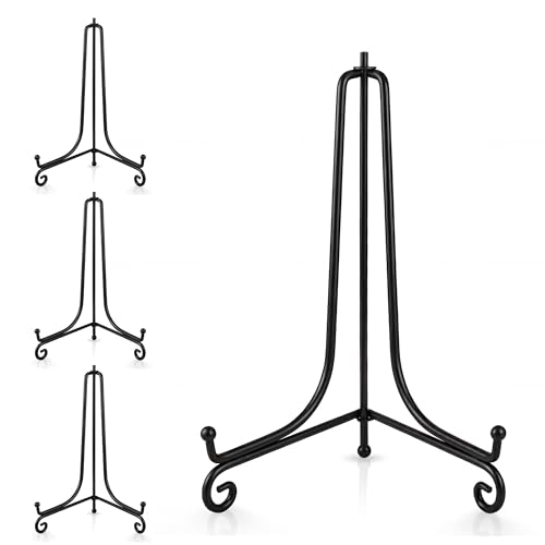 Artliving Plate Stands for Display, 12 Inch Black Iron Easel Plate Display Photo Holder Stand, Displays Picture Frames, Decorative Plates, Tablets and Art (4 pack) - size: 12 inch (4 pack)
