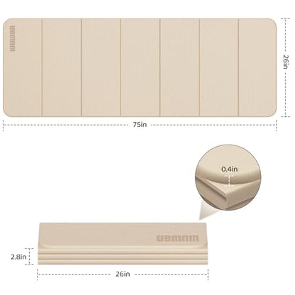 Yoga Mat Thick 10mm, Foldable Yoga Mat 75 x 26 x 0.4 Inches | Portable Workout Mat | Thick Cushioning Surface | Home Gym Exercise Mat | Pilates & Yoga Training - color: Milk coffee