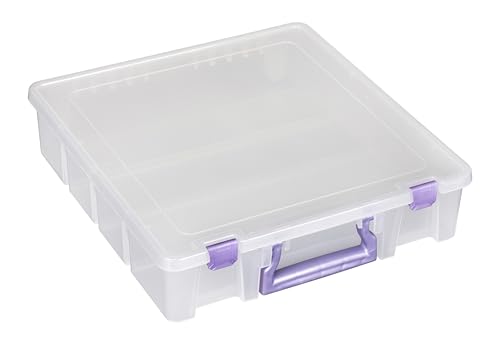 ArtBin Essentials 12 x 12 One-Compartment Craft Box, Clear | One Open Compartment, 15.25 x 14 x 3.5 Inches, Secure Latches, Stackable, Durable Polypropylene - color: Purple