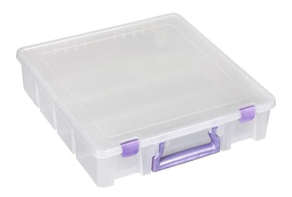 ArtBin Essentials 12 x 12 One-Compartment Craft Box, Clear | One Open Compartment, 15.25 x 14 x 3.5 Inches, Secure Latches, Stackable, Durable Polypropylene - color: Purple, size: 1 Pack