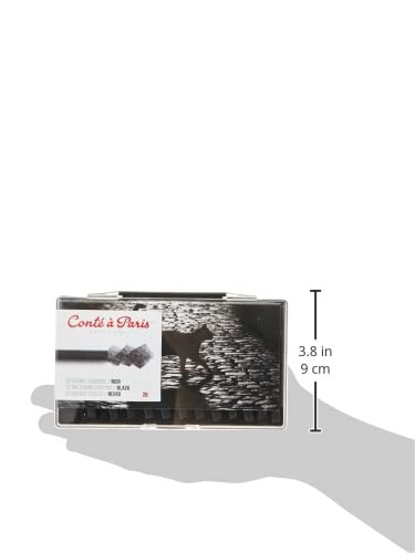 Conté à Paris 12 Count 2B Sketching Crayons Set, Black | Extra Dark Mark Making, Rich Tonal Range, Excellent For Dramatic Contrast, Figure Studies And Rendering - style: 12 Count - Black 2B