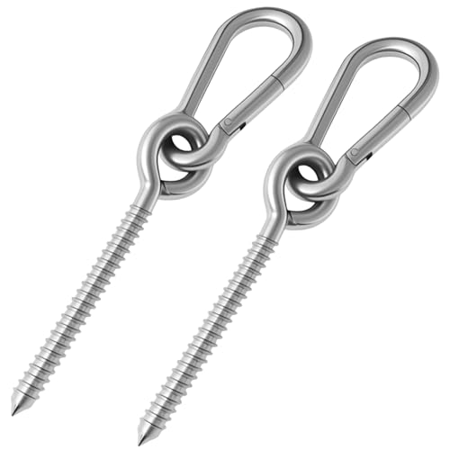 2 Pack Hammock Hanging Kit, 1400 LBS Hammock Hooks Heavy Duty Stainless Steel Hammock Hanging Hardware with Carabiners for Porch Swing, Tree Hammock, Yoga Swing, Indoor Outdoor Ceiling Mount