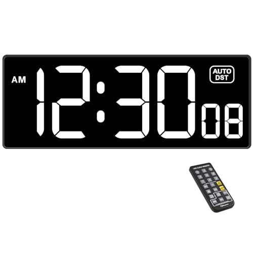 Soobest Digital Wall Clock with Seconds for Gym | Remote Countdown Timer, Large LED Display, 5 Dimmer (10.2 Inch White) - color: 10.2” White