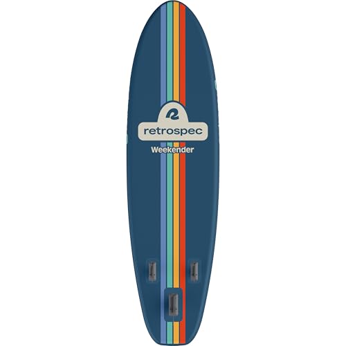 Retrospec Weekender Inflatable Stand Up Paddle Board Includes Paddle, Pump, and Accessories 10’6” Lightweight iSUP, Puncture Resistant Inflatable Paddle Board for Adults - color: Navy Zion