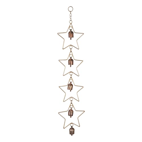 Star Wind Chime Outdoor Hanging – Rustic Metal Yard Decor Accent | Garden Decor for Outside | Windchimes Outdoors Sculpture | Boho Porch Chimes with 5 Bells for Balcony Entryway Meditation Space - color: Star Chime