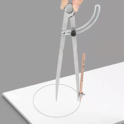 16 inch Compass for Geometry, Compass for Woodworking, Precision Woodworking Compass with Wing Divider and Pencil Holder, Large Compass for Geometry, Woodworking Compass, Drafting, Drawing Compass - size: 16in