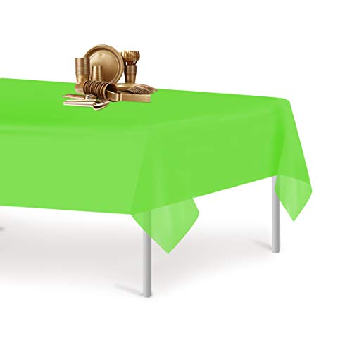 Lime Green 1 Pack Premium Disposable Plastic Tablecloth 54 Inch. x 108 Inch. Rectangle Table Cover - color: Lime Green, size: 108" x 54" (Rectangle)