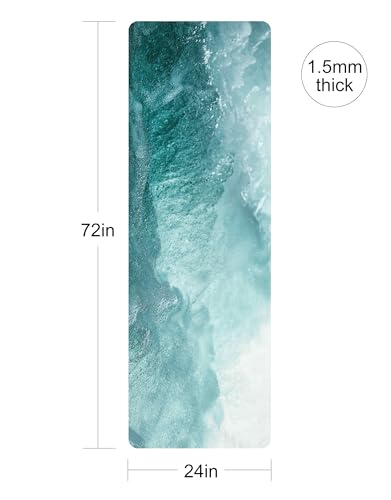 nuveti Printed Travel Yoga Mat 1/16 Inch Thick Non Slip Fitness Workout Mat | with Carrying Bag, Foldable Lightweight Suede & Natural Rubber Yoga Mat for Yoga Pilates and Fitness 72" L x 24" W x 1.5mm - color: CuiHu