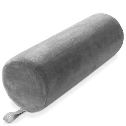 Saloniture Jumbo Round Massage Table Bolster Pillow Pad - 26 x 9 Inch - Gray Velour - color: Gray