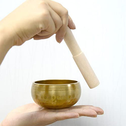 Singing Bowls, Tibetan Singing Bowl Set, Meditation Bowl, Sound Bowls-Easy To Play for Beginners - color: Gold Starter Edition - 3.15 inch