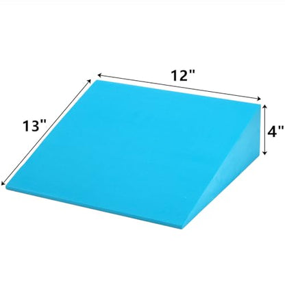 DEAYOU 2 Pack Yoga Foam Wedge, 13" EVA Foam Calf Stretch Slant Board for Lower Leg Strength Improve, Squat Wedge Incline Block for Workout, Exercise, Heel, Foot, Knee Pad, Wrist Back Support (Blue)