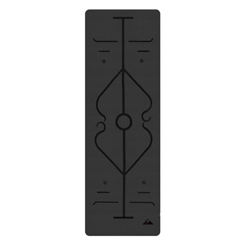 BodyForge Yoga Mat Thick Exercise Mat Thick 8mm TPE Eco-Friendly with Alignment Marks Non-Slip Extra Thick High-Density for Women and Men Workout Pilates - color: Black