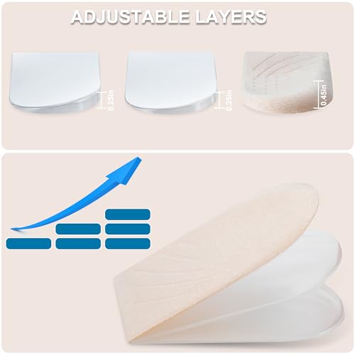 2 Pairs 3 Layers Medial & Lateral Heel Wedge Silicone Insoles - Corrective Adhesive Shoe Inserts for Foot Alignment, Knock Knee Pain, Bow Legs, Osteoarthritis for Men and Women(Large) - style: LARGE-3 Layers