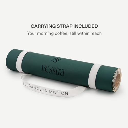 Premium Yoga Mat – Sweat-Activated Non-Slip PU Grip I Natural Rubber Base I 4mm for Yoga, Pilates & Workouts - color: Dark Green