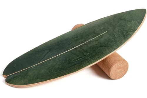 Balance Board Indoor Surfboard Surf Style Home Fitness with Wheel for Exercise, Athletic Training and Board Sports - Fun Workout Equipment For Balance, Stability and Improving Core Strength - color: Green