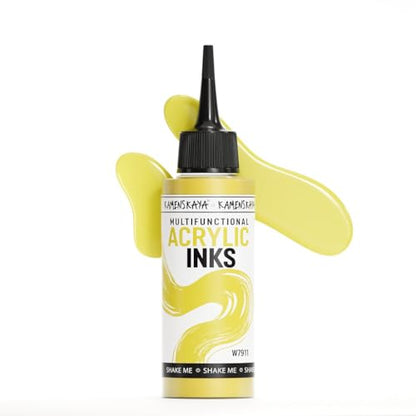 Kamenskaya Acrylic Inks for Artists - 'Banana' Acrylic Ink, 3.38 Fl Oz (100 ml) | Highly Concentrated, Multifunctional Liquid Acrylic Paint - color: Banana