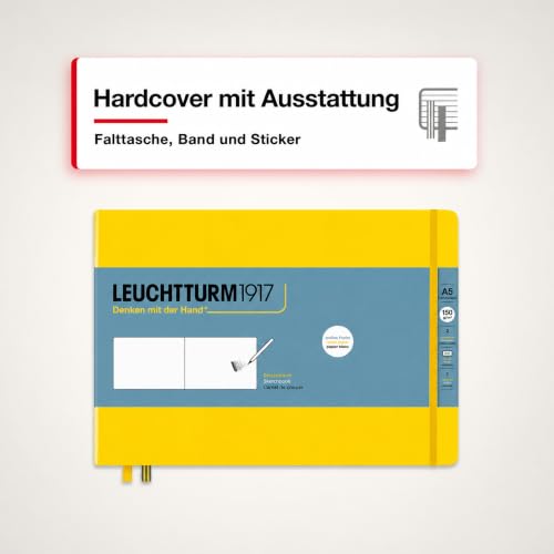 Leuchtturm1917 - Medium Landscape Hardcover Sketchbook (Lemon) - 112 Pages of 150g/m² Paper - color: Lemon, size: Medium Landscape (A5)