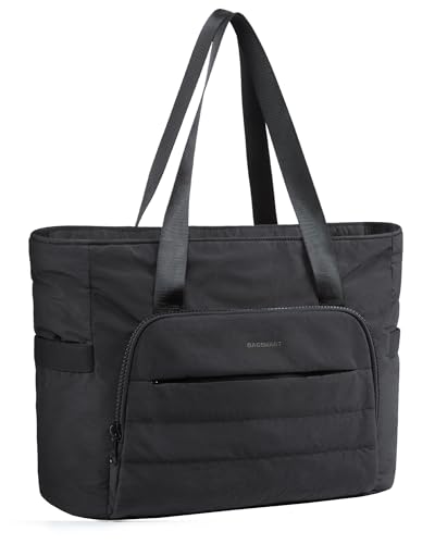 BAGSMART Tote Bag for Women, Lightweight Tote Bag with Yoga Mat Strap - color: 블랙.